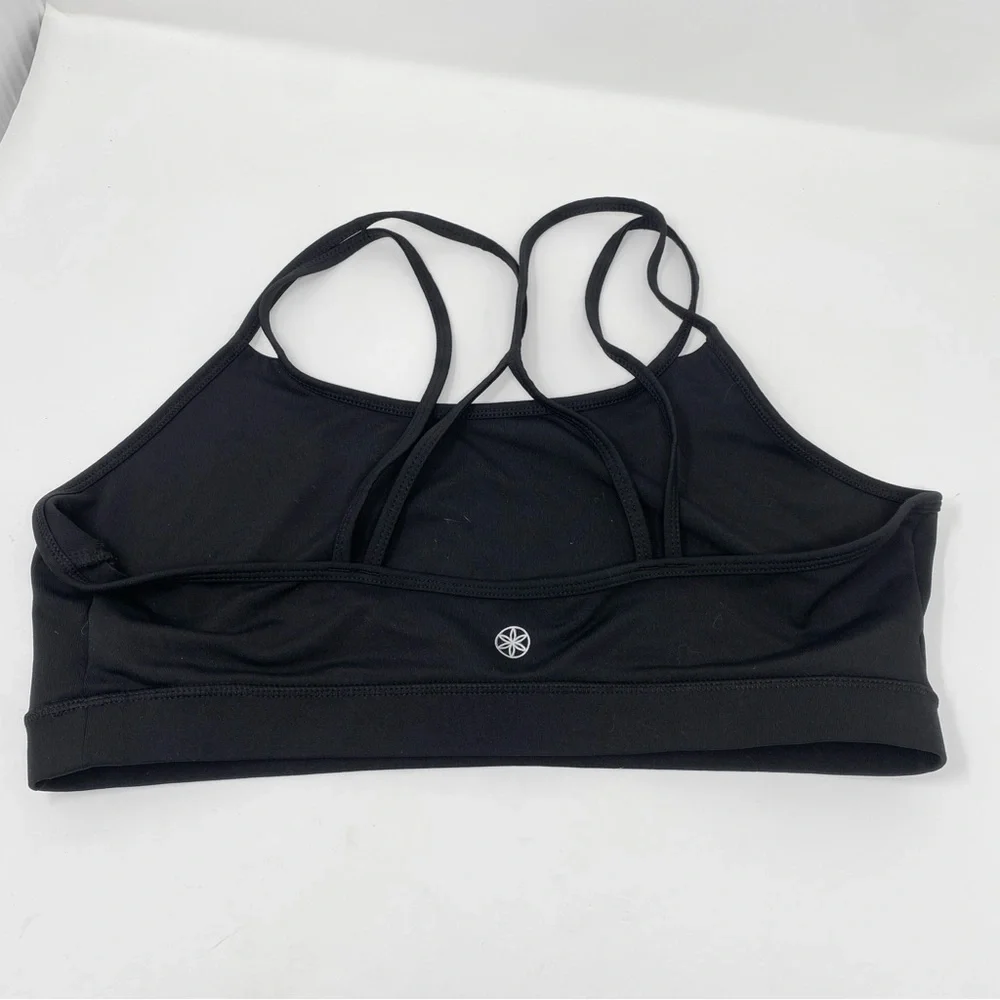 2 Gaiam Shine Wire-Free Medium Impact Yoga Sports Bra Women’s Size XL Black Grey - Picture 4 of 8
